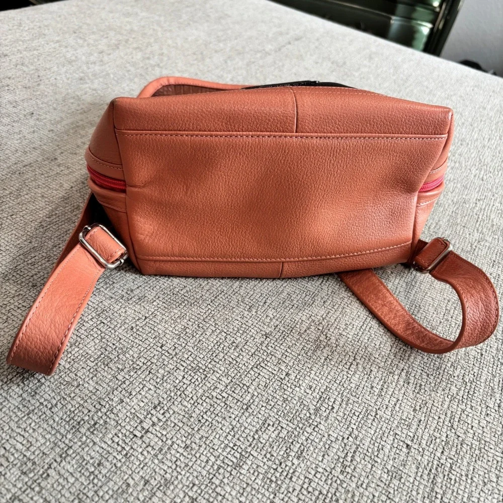 Dpiel Leather Backpack Coral Croc‎ Embossed Fashion Small Mini Bag